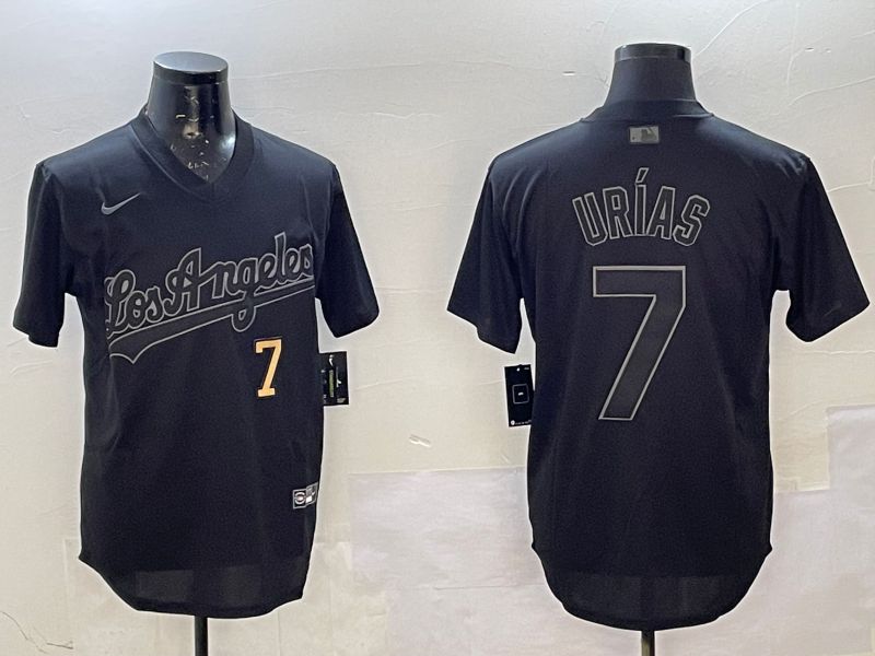 Men Los Angeles Dodgers #7 Urias Black Throwback Game 2025 Nike MLB Jersey style 02256